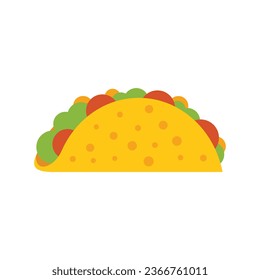 Un vector plano de icono del taco. La comida mexicana. Carne divertida aislada