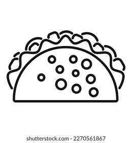 Cute taco Symbol Umrissvektor. mexikanisches Essen. Frittenfleisch