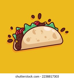 süße Taco-Illustration in flachem Design