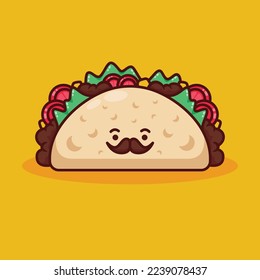cute taco illustration in flat design