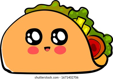 Taco, ilustración, vector sobre fondo blanco.