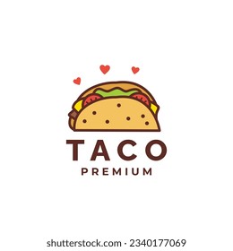 Cute Taco logo Mascot Vector Icon Illustration. Food Cartoon Flat Style Suitable for restaurant