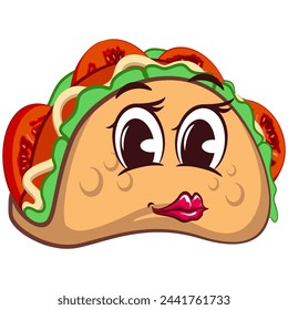 cute taco mascot character emoticon dressed up pretty, cute taco mascot