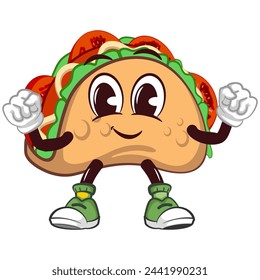 cute taco mascot character emoticon with a cute healthy and vibrant face, cute taco mascot