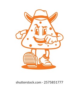 Cute taco mascot walking with cowboy hat tacos logo mascot Vector illustrations
