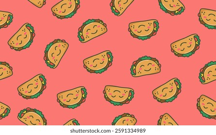 Cute taco pattern background vector design