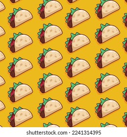 cute taco pattern illustration in flat design