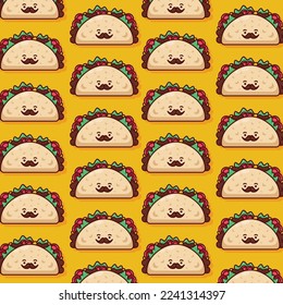 cute taco pattern illustration in flat design