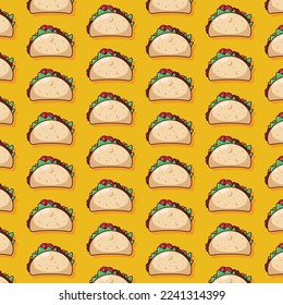 cute taco pattern illustration in flat design