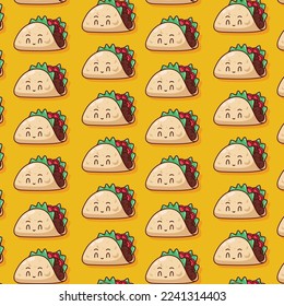 cute taco pattern illustration in flat design