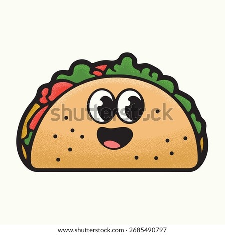 Cute Taco Vector Illustration – Funny Cartoon Food Design