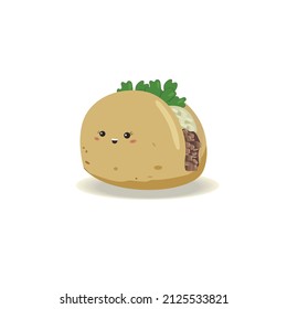 Cute taco vector illustration isolated