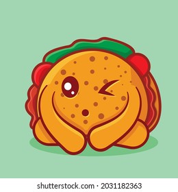 cute tacos mascot with sitting gesture isolated vector illustration in flat style