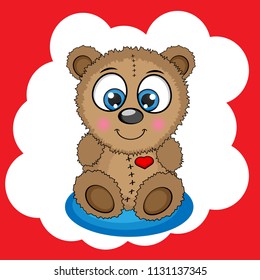 cute taddy bear with heart. vector illustration