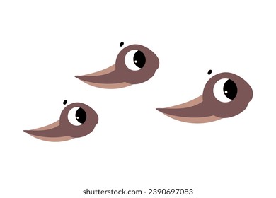 Cute Tadpole Character with Big Eyes Swimming Vector Illustration