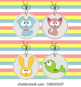 Cute tags with baby animals