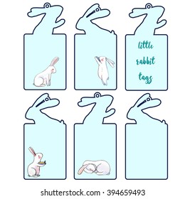 cute tags with watercolor rabbits. Easter bunnies