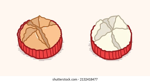Cute Taiwanese steamed sponge cake in flat cartoon vector illustration art design
