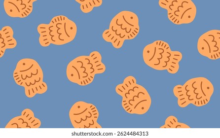 Design de vetor de fundo de padrão taiyaki bonito