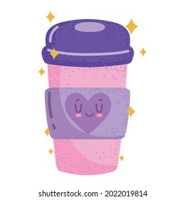 cute takeaway coffee cup cartoon isolated style