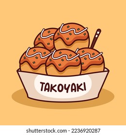 cute takoyaki illustration in flat design