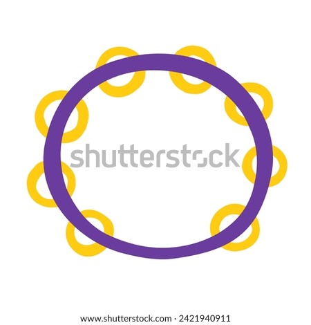 Cute tambourine icon. Vector flat hand drawn musical instrument illustration in cartoon style