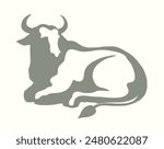 Cute tame beef meat Breton pet tail leg horn snout look India zoo ranch field view white sky text space scene. black hand drawn outline line big Indian beast herd old muzzle head art retro bible logo