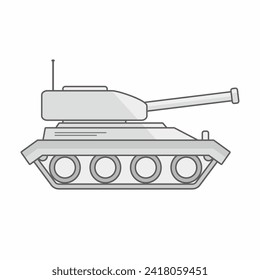 Cute Tank Cartoon Flach Design Vektorgrafik einzeln auf weißem Hintergrund