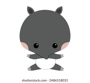 Cute tapir  character illustration for toddlers.