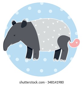 cute tapir on a blue background