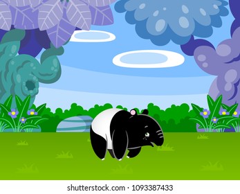 Cute Tapir in Vivid Forest