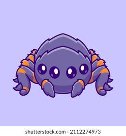 Cute Tarantula Cartoon Vector Icon Illustration. Animal Nature Icon Concept Isolated Premium Vector. Flat Cartoon Style