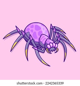 Cute Tarantula Spider Cartoon Vector Icon Illustration. Animal Nature Icon Concept Isolated Premium Vector. Flat Cartoon Style