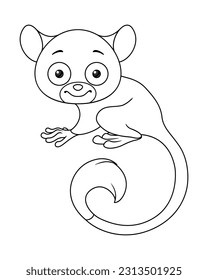 Cute tarsier monkey coloring page cartoon vector illustration