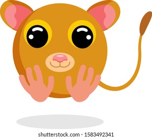 Cute tarsier vector illustration. Flat design. Isolated Illustration on white background
