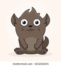 Cute Tasmanian devil. Cartoon character. Confused emotion