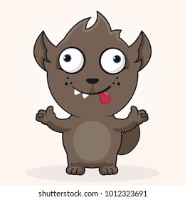 Cute Tasmanian devil. Cartoon character. Crazy emotion