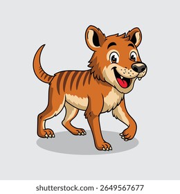 Cute Tasmanian Tiger extinct animal Character Mascot in Vector Cartoon Illustration