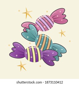 Cute tasty candy icon. Flat vector design. Decorative illustration on a light background.