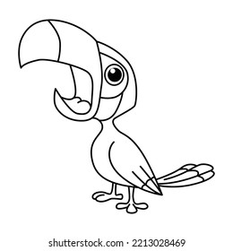 Cute taucan bird cartoon characters vector illustration. For kids coloring book.