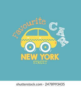 cute taxi for tshirt artwork kids, abstract design, Flаt соlоrѕ, Cartoon style. Idеаl fоr t ѕhіrt, bаdgе, роѕtеr, аnd оthеr рrіnt.