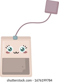 Cute tea bag, illustration, vector on white background.