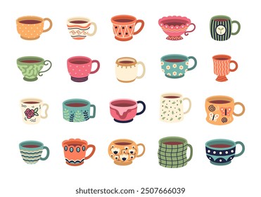 Cute Tea Cup Illustration Element Set