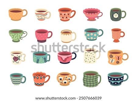 Cute Tea Cup Illustration Element Set