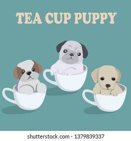 Cute tea cup puppies vector