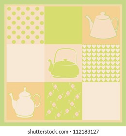 Cute tea party card vector
