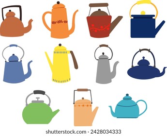 Cute Tea pot flat design illustration for decoration on tea party and household kitchen concept.