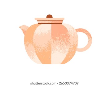 Pote de chá ou infusor bonito. bule de cerâmica para preparar bebidas à base de plantas. Chaleira cerâmica para ferver água para café, preparando ervas para bebidas quentes. Ilustração de vetor isolado plano sobre fundo branco