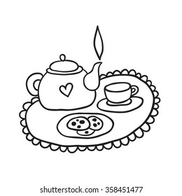 Cute tea set Illustration.