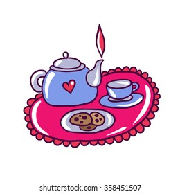 Cute tea set Illustration.